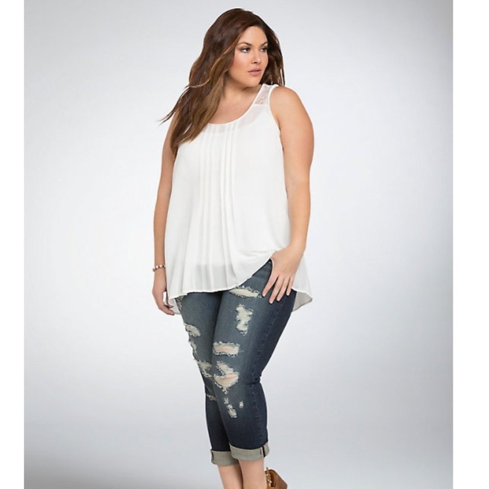 Torrid Chiffon Braided Lace Tank Top